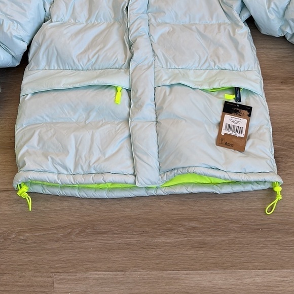 Men's The North Face HMLYN Down Parka size medium light blue/fluorescent yellow - Picture 5 of 7